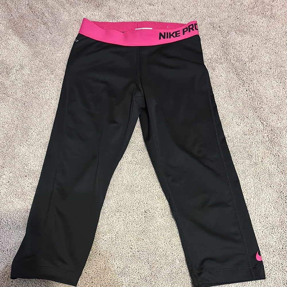 Nike Black and Pink Capri Leggings